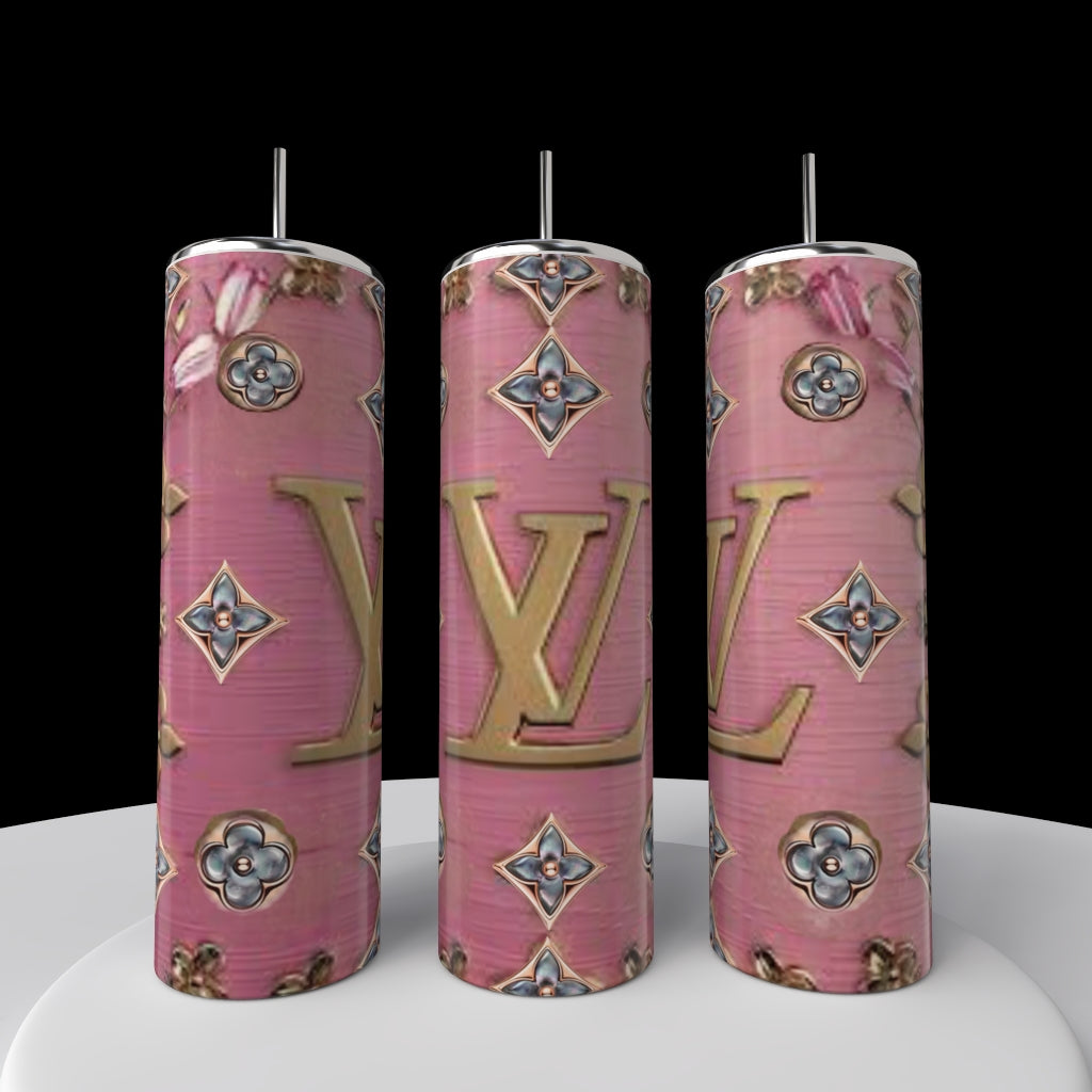 LV Pink BlueJeweled 20oz Tumbler