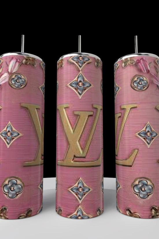 LV Pink BlueJeweled 20oz Tumbler