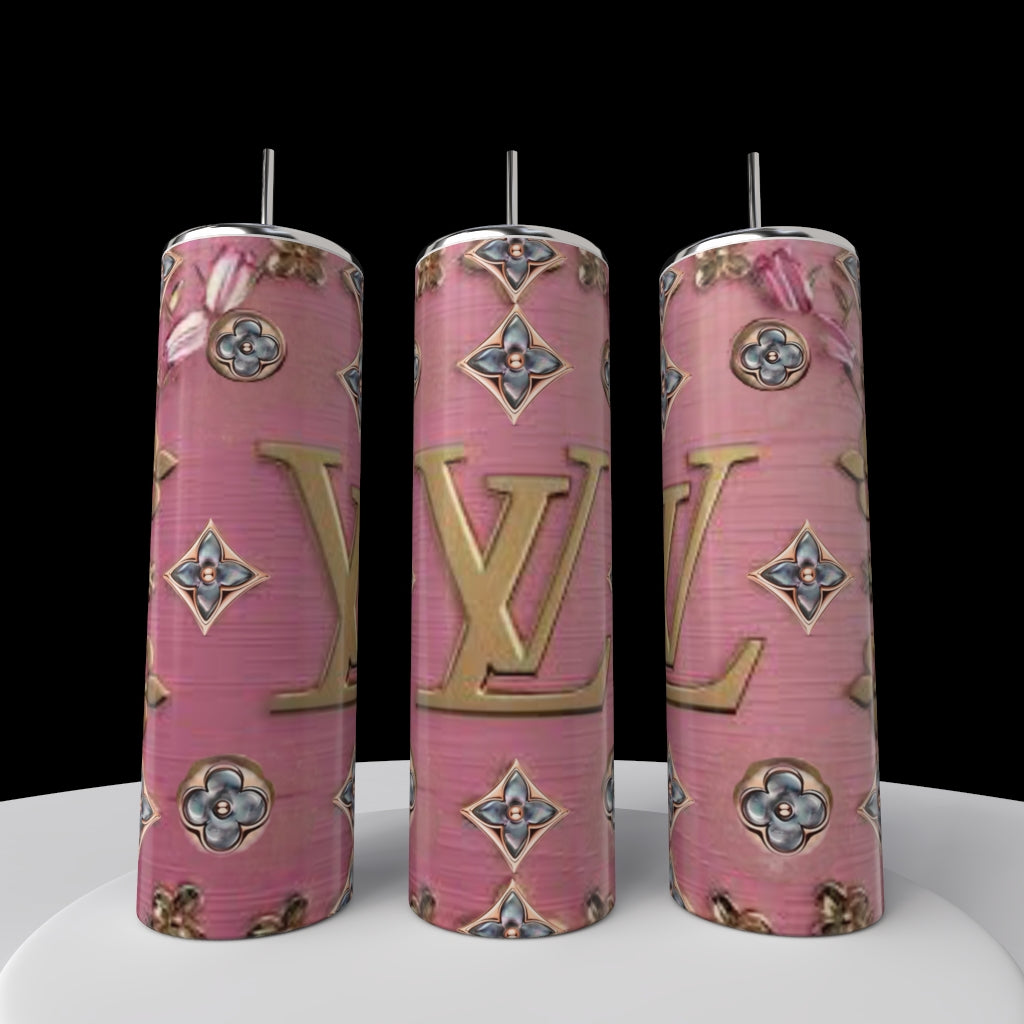 LV Pink BlueJeweled 20oz Tumbler