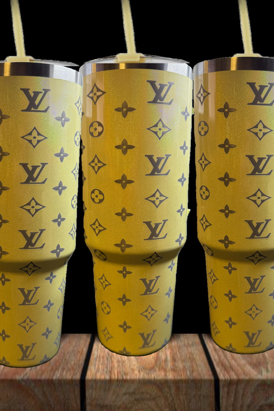 Yellow Shimmer 40oz LV Engraved Tumbler