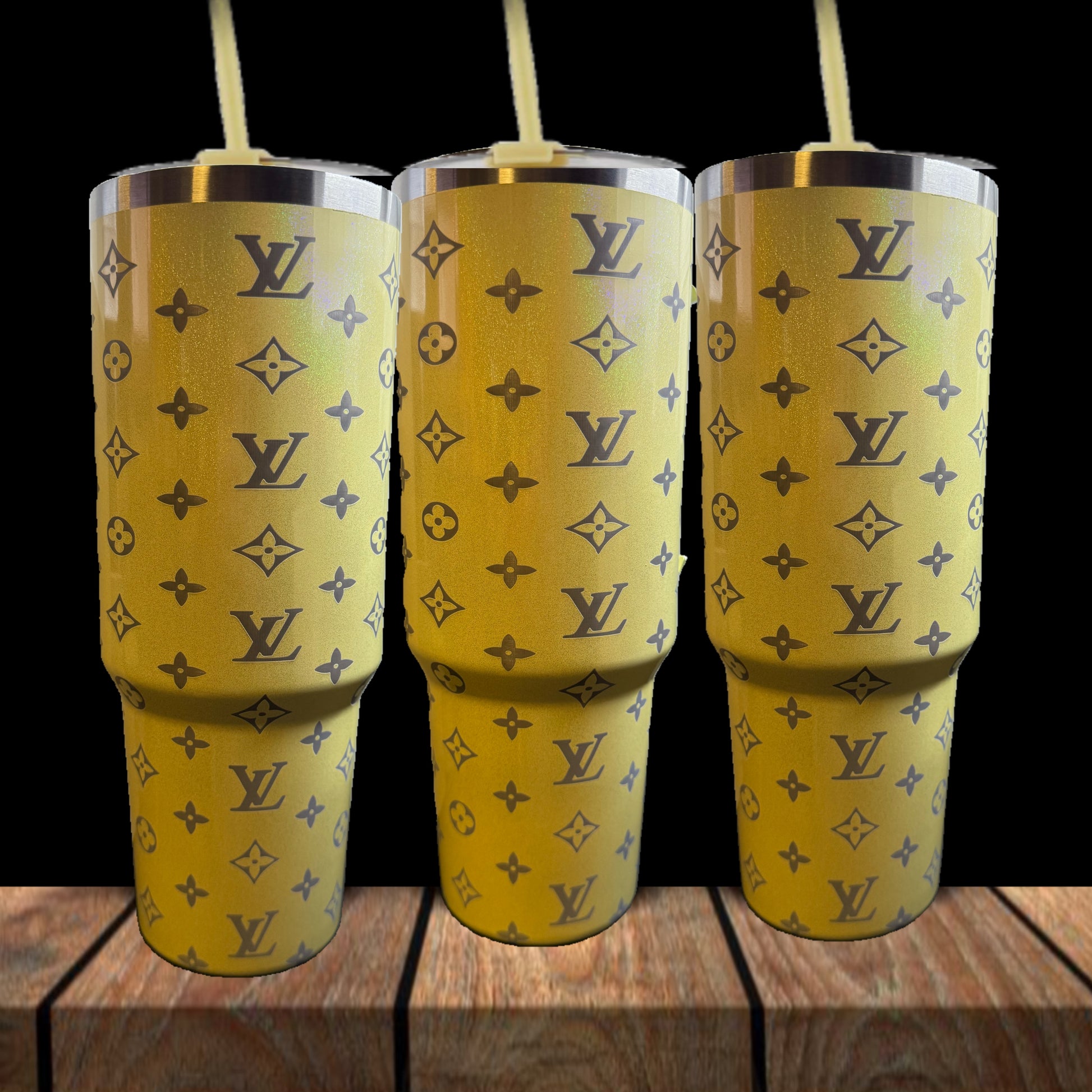 Yellow Shimmer 40oz LV Engraved Tumbler