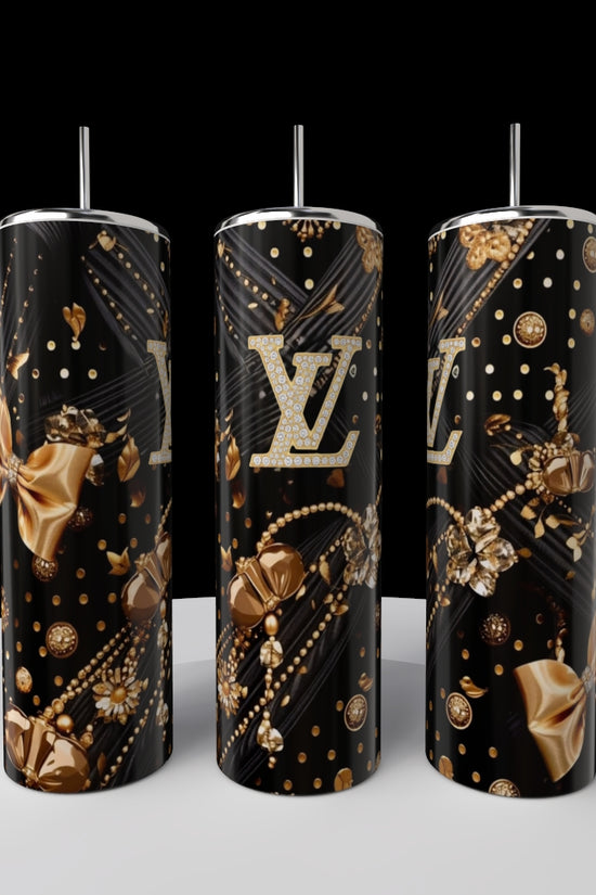 Louis Vuitton Black & Gold 20oz Tumbler