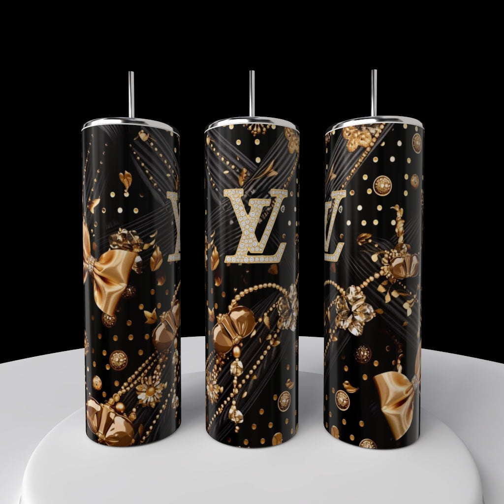 Louis Vuitton Black & Gold 20oz Tumbler