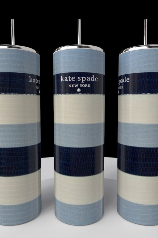 Kate Spade Blue Stripe 20oz Skinny Tumbler
