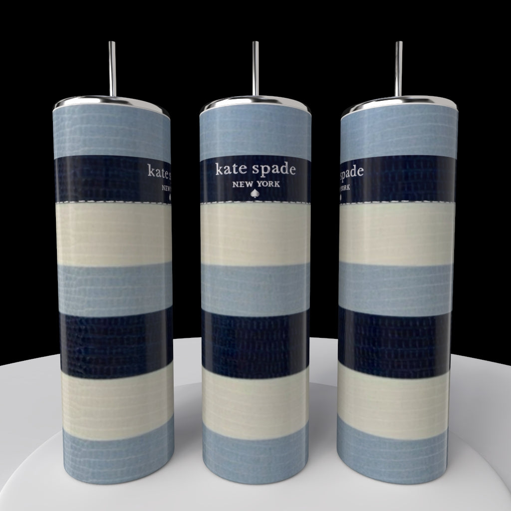 Kate Spade Blue Stripe 20oz Skinny Tumbler