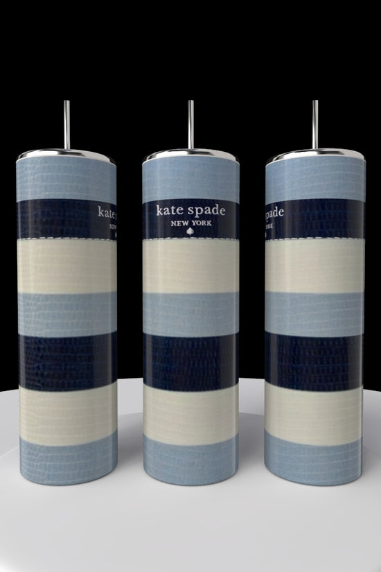 Kate Spade Blue Stripe 20oz Skinny Tumbler
