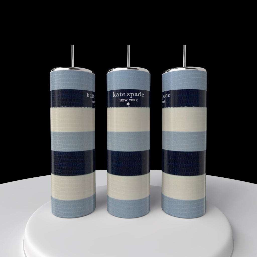Kate Spade Blue Stripe 20oz Skinny Tumbler