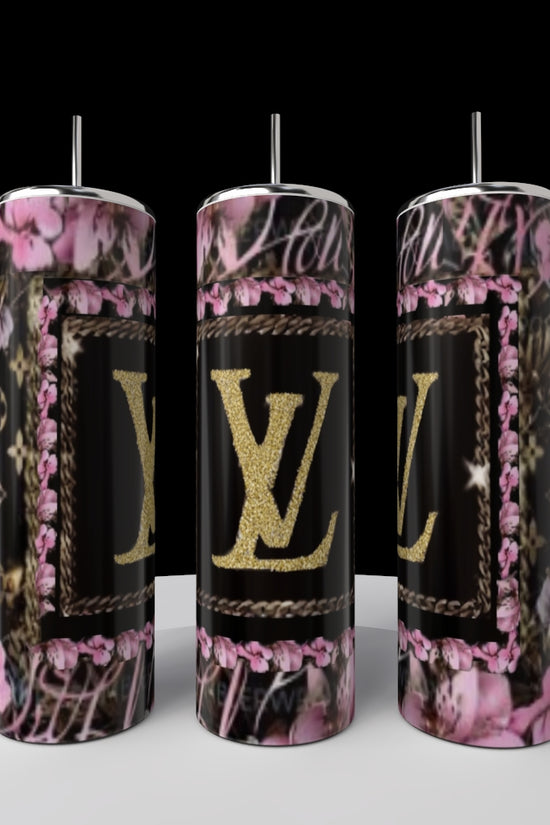 LV Pink & Black Black 20oz Tumbler
