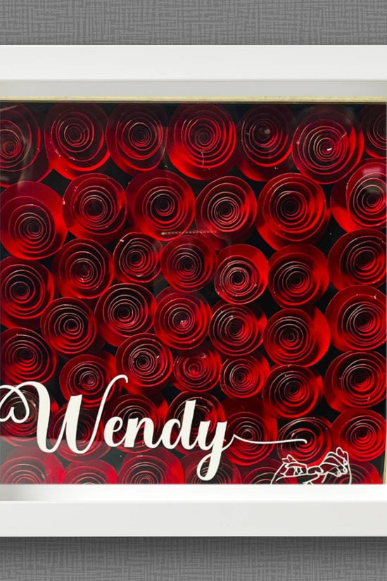Red Roses Flower Shadow Box | Personalized