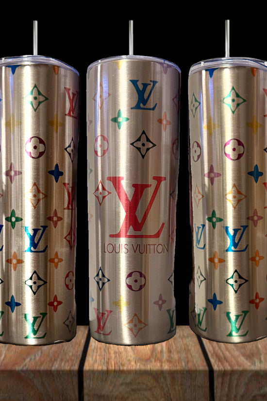 LV Multicolor Silver Stainless Steel Inspired 20oz Tumbler