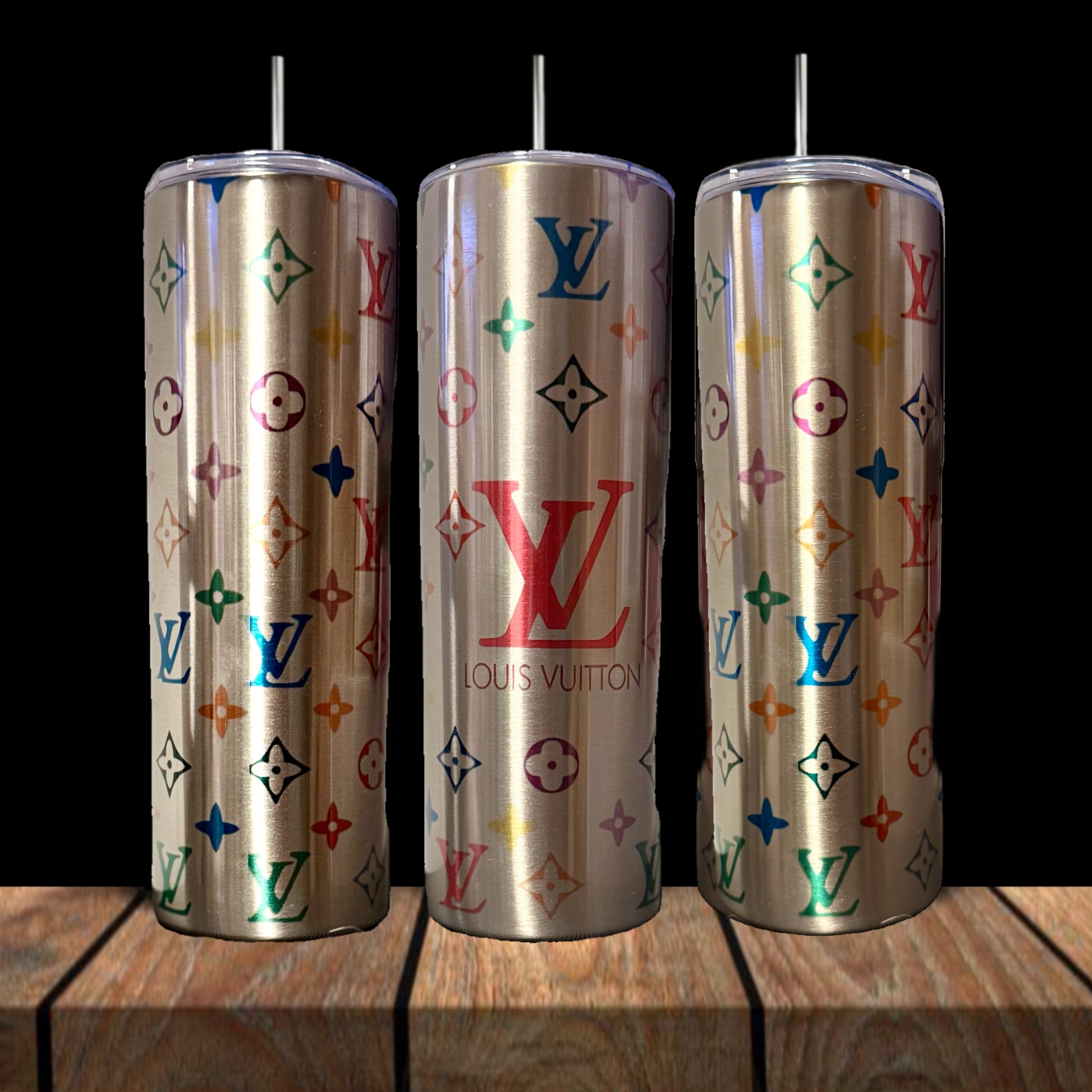LV Multicolor Silver Stainless Steel Inspired 20oz Tumbler