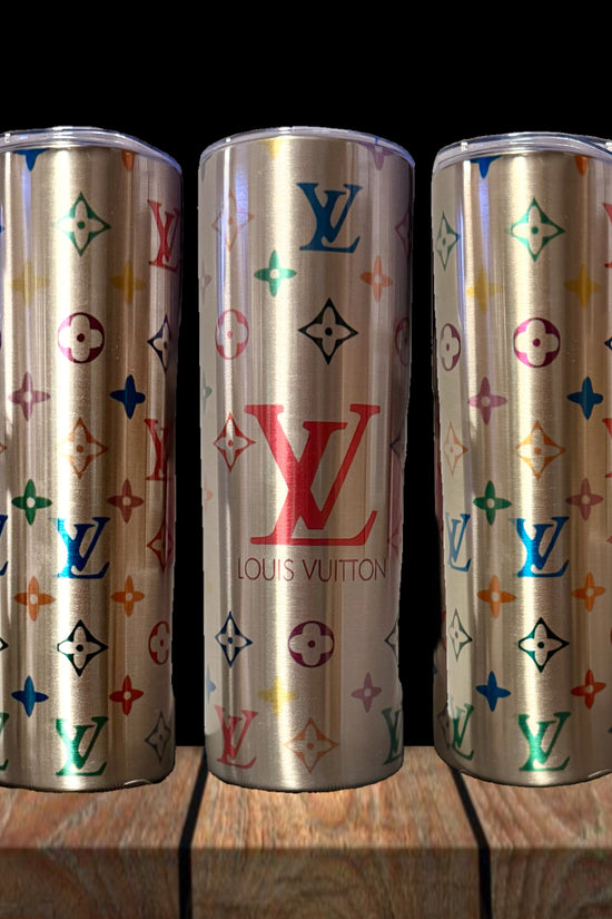 LV Multicolor Silver Stainless Steel Inspired 20oz Tumbler