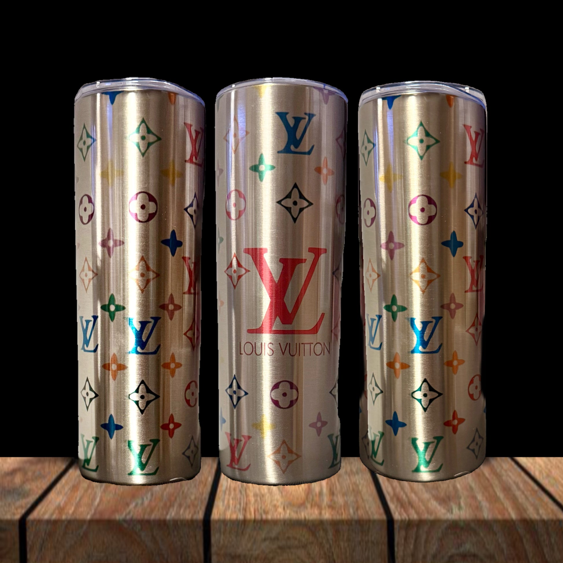 LV Multicolor Silver Stainless Steel Inspired 20oz Tumbler