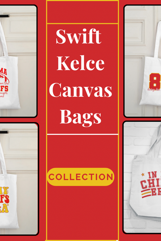 Collection of Taylor Swift and Travis Kelce Canvas Bags