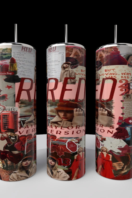 RED Collage Taylor Swift 20oz Skinny Tumbler