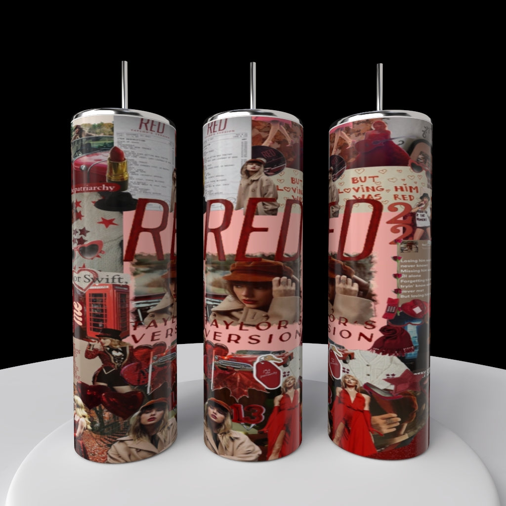 RED Collage Taylor Swift 20oz Skinny Tumbler
