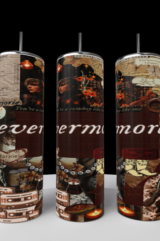 Evermore Collage Polaroid Taylor Swift 20oz Skinny Tumbler
