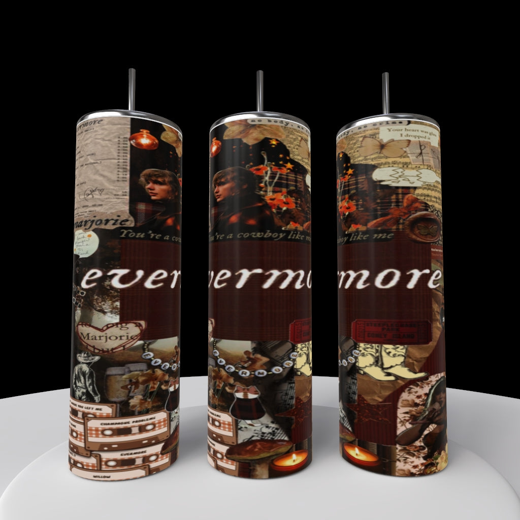 Evermore Collage Polaroid Taylor Swift 20oz Skinny Tumbler