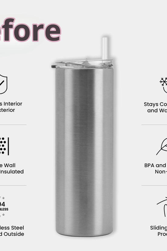 Sugar Free Red Bull Energy- Silver Stainless Steel 20oz Tumbler