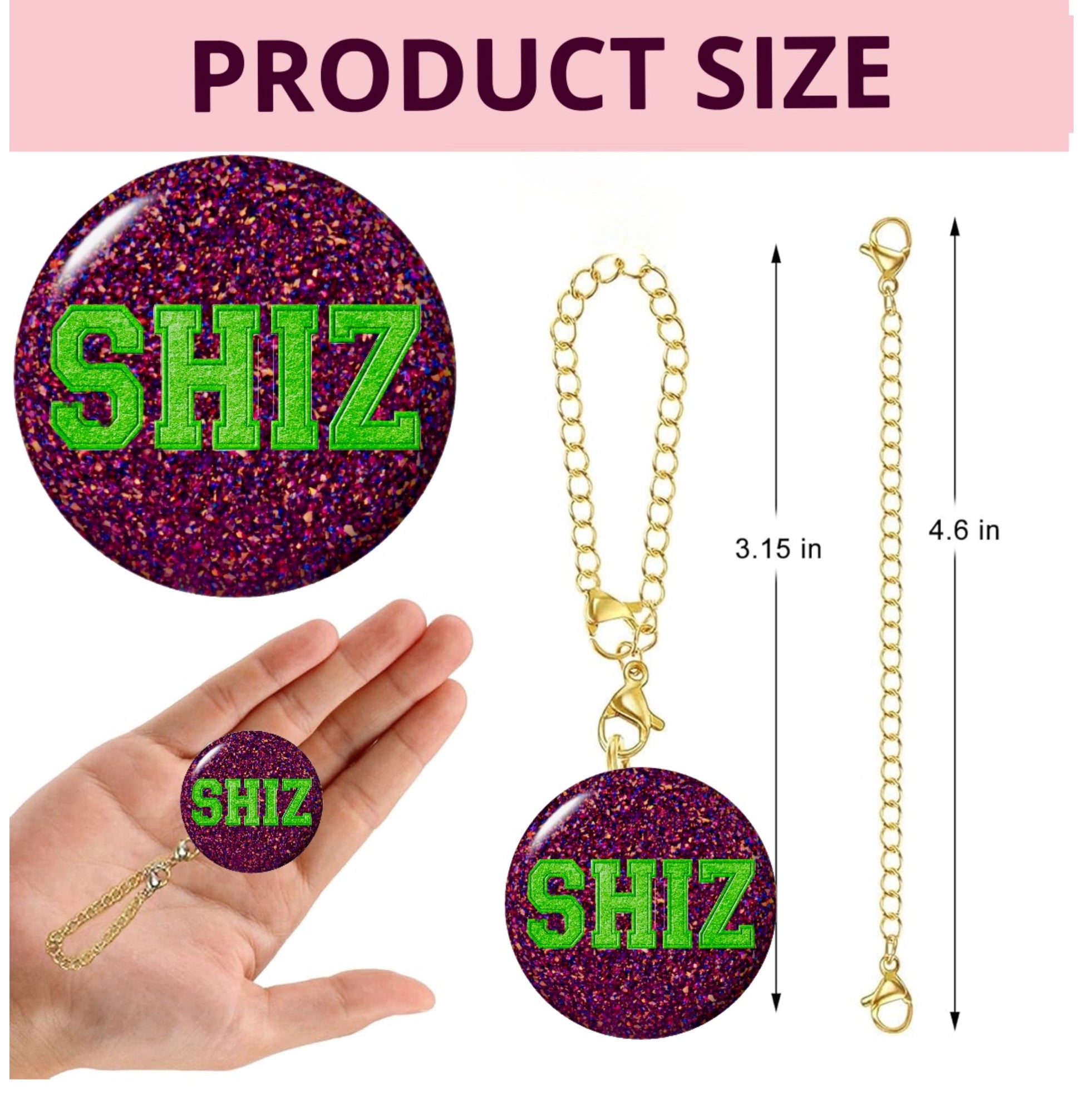 Hand showing SHITZ wicked cup charm