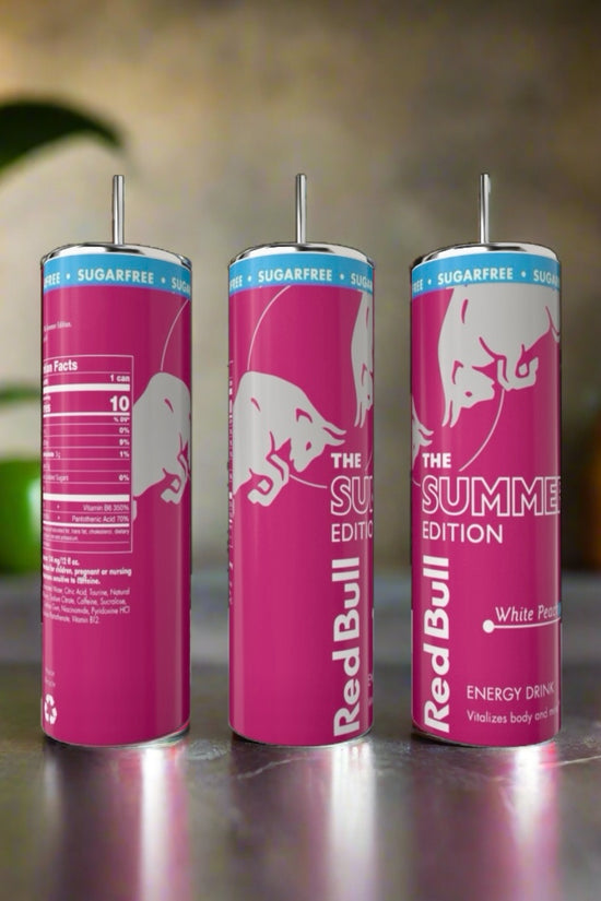 Sugar Free Summer Red Bull White Peach 20oz Tumbler