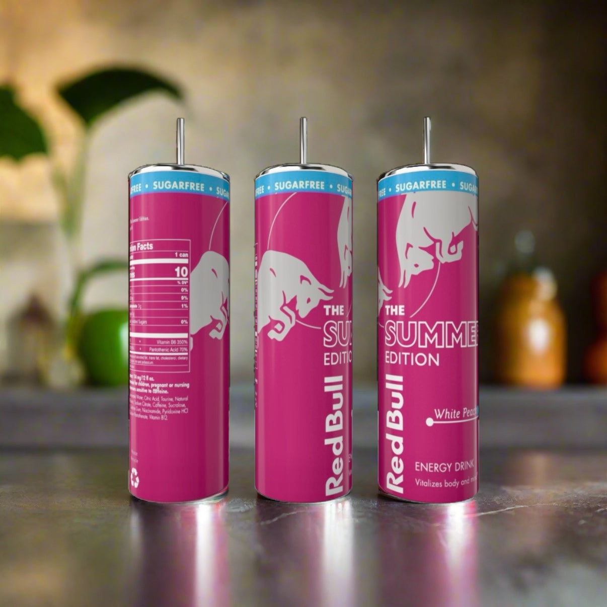 Sugar Free Summer Red Bull White Peach 20oz Tumbler