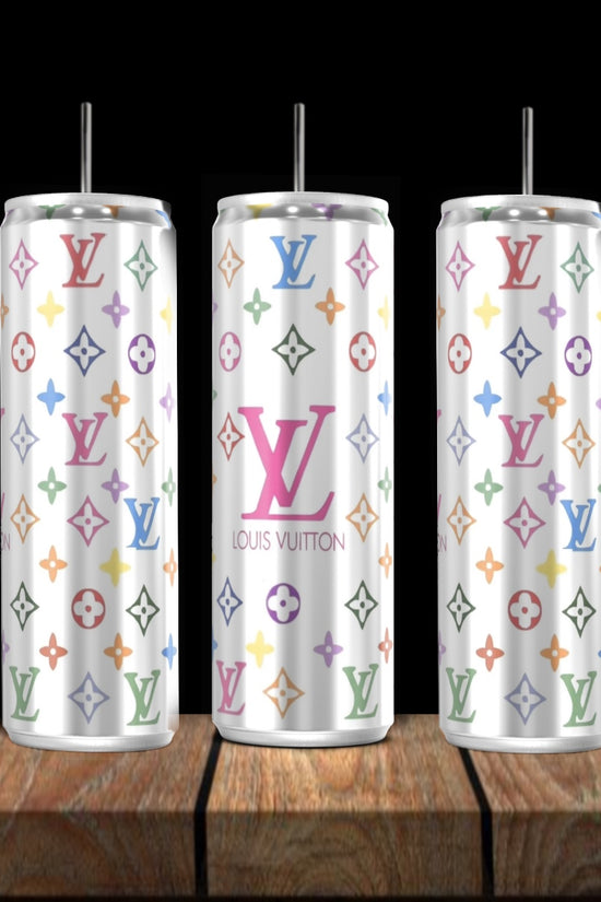 LV Multicolor Silver Stainless Steel Inspired 20oz Tumbler