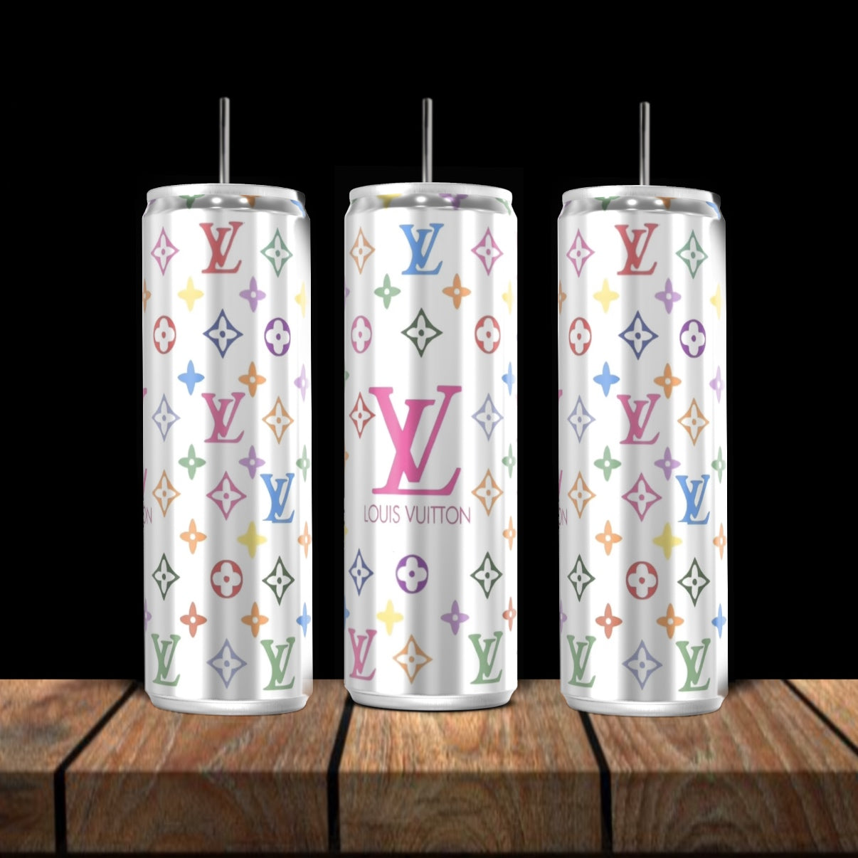 LV Multicolor Silver Stainless Steel Inspired 20oz Tumbler